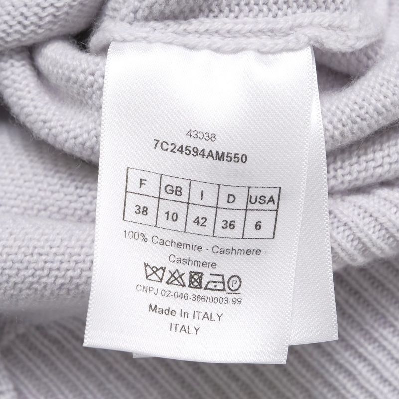 Dior Knit 42 All Cashmere Sweater Balloon Sleeve 3/4 Grey-ge