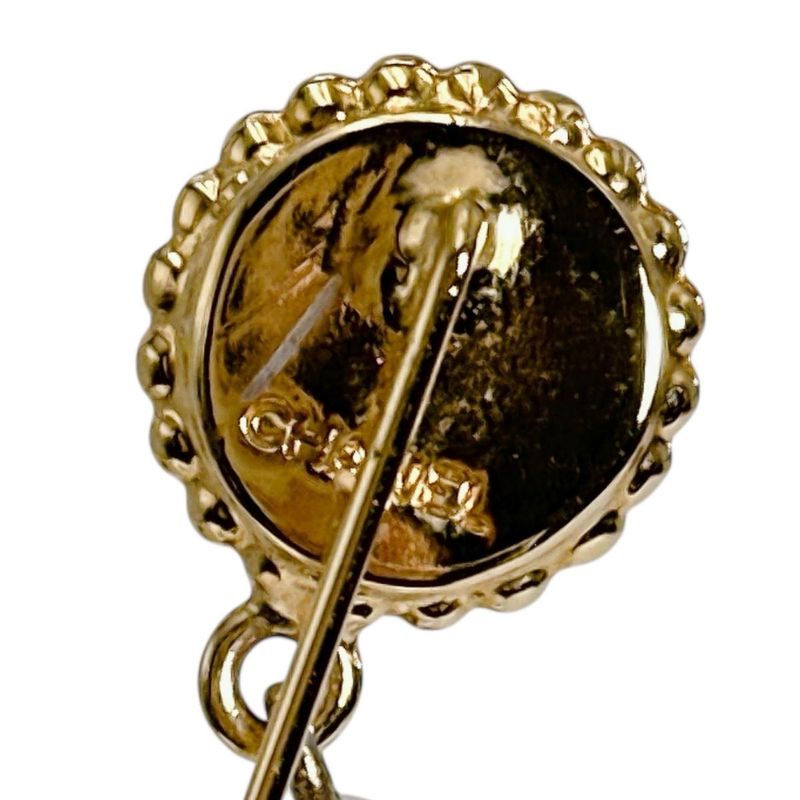 Chanel Clover Pin Brooch Drop Pearl Gold
