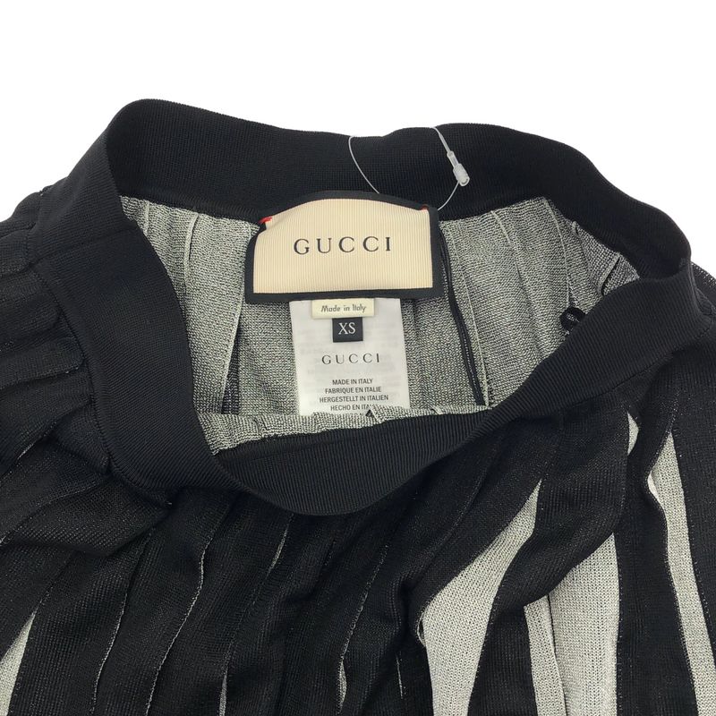 Gucci Pli Ts Knit Skirt Black Silver Xs