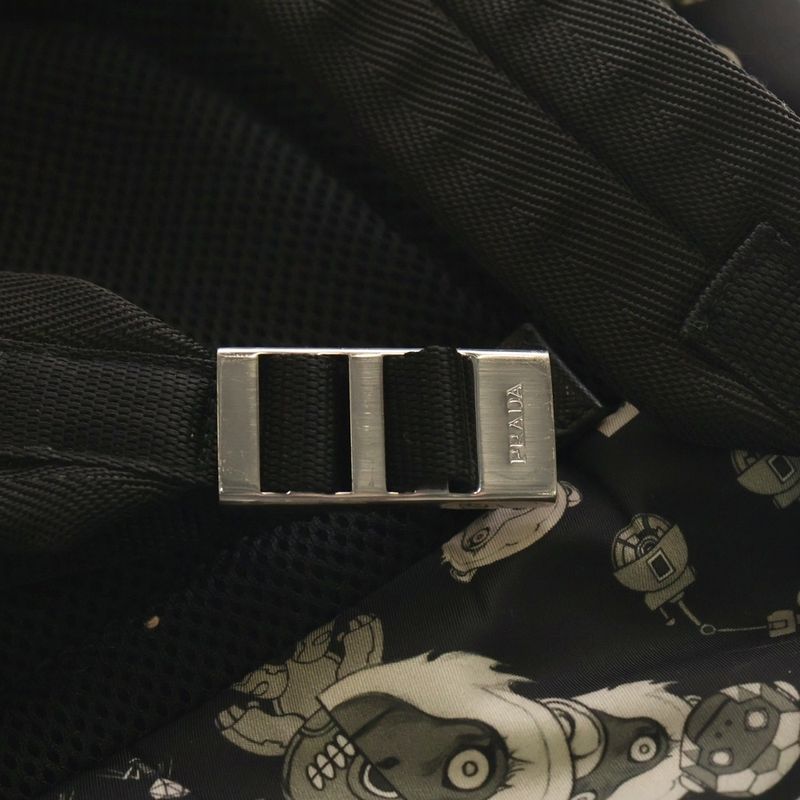 Prada Comic Nylon Backpack Black Yellow