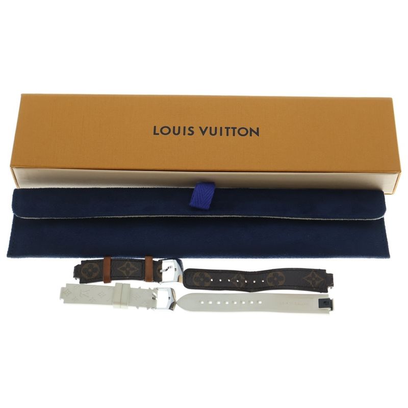 Louis Vuitton Tambour MM Monogram White Dial Ssx Leather QZ Quartz Watch