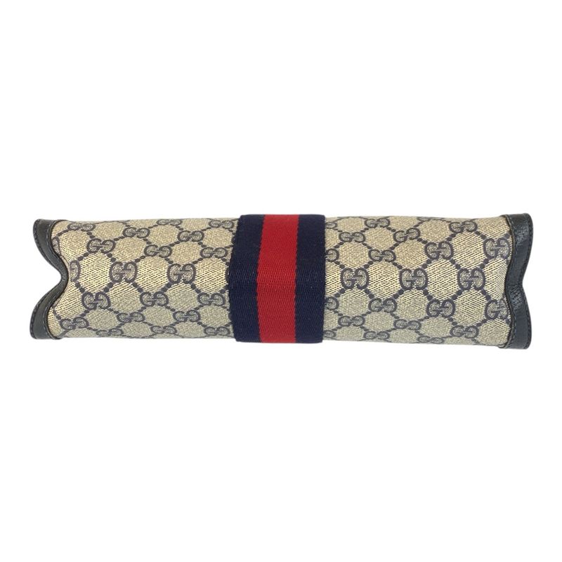 Gucci Vintage Sherry Line Gray GG Supreme Canvas 89 Clutch