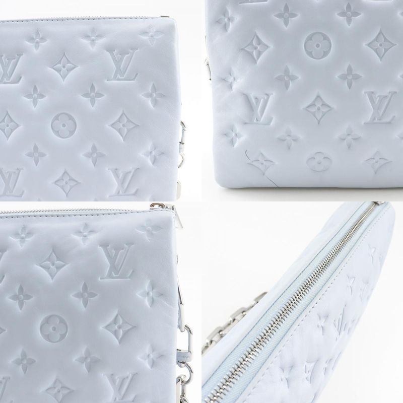 Louis Vuitton Coussin PM Monogram Emboss Lamb Leather Blue Glacier Light