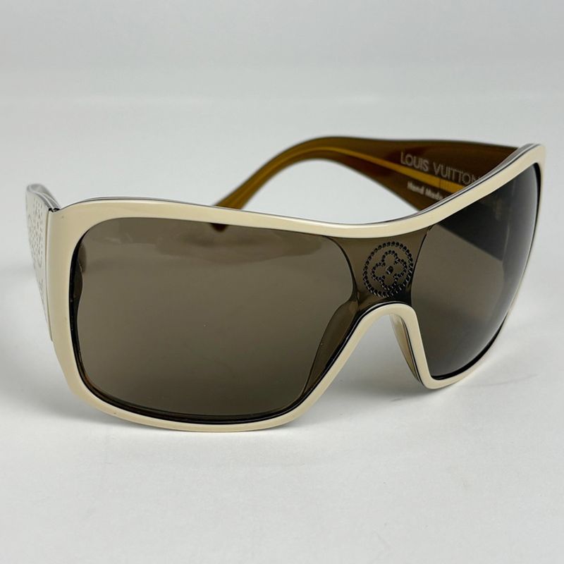 Louis Vuitton Logo Sunglasses Eyewear Monogram Mahina Plastic Beige