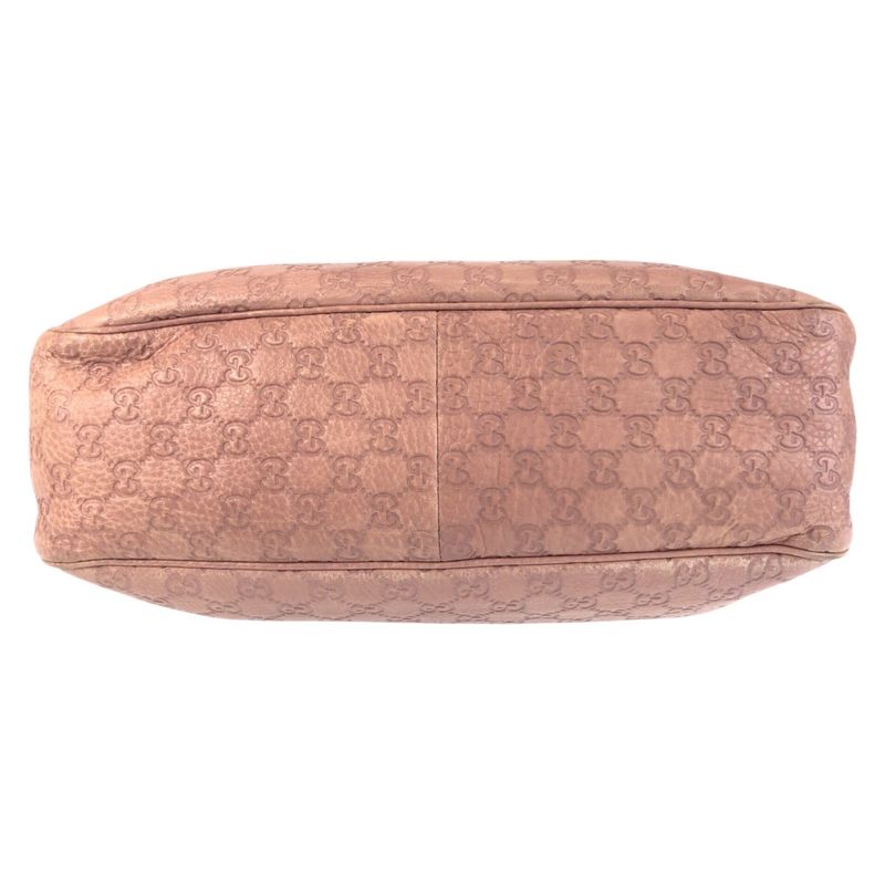 Guccissima Ski Pink Beige Gold Leather Tote Shoulder Bag