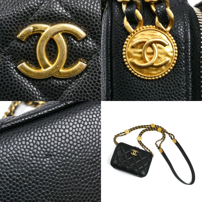 Chanel Mini Camera Bag Chain Black Caviar Leather