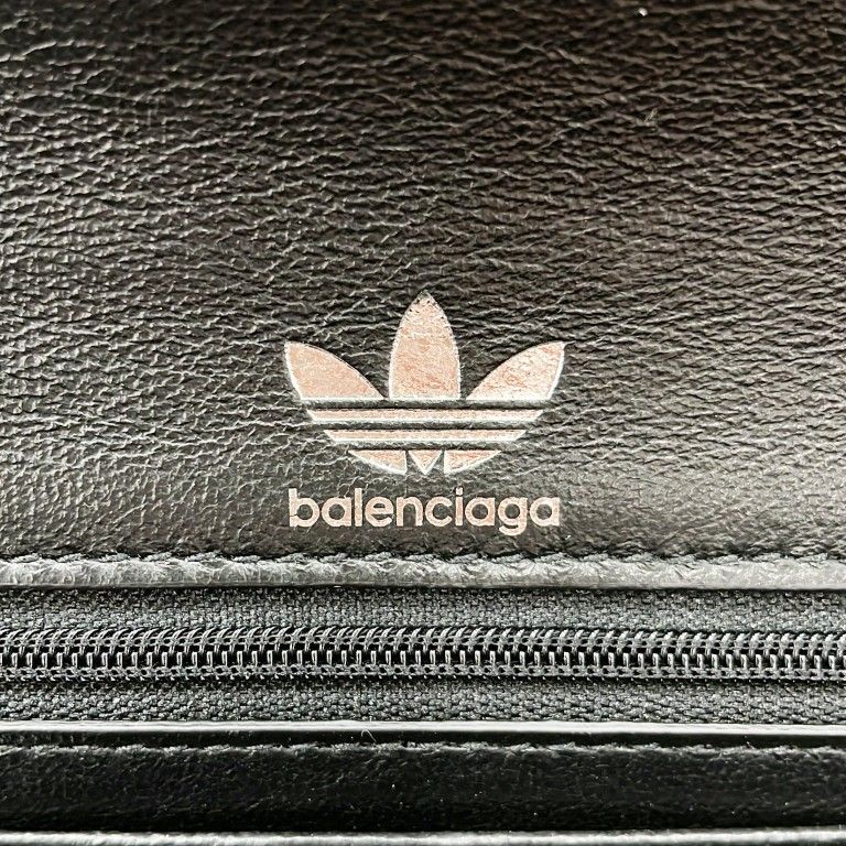 Balenciaga Wallet Strap Wallet Black White Leather Adidas