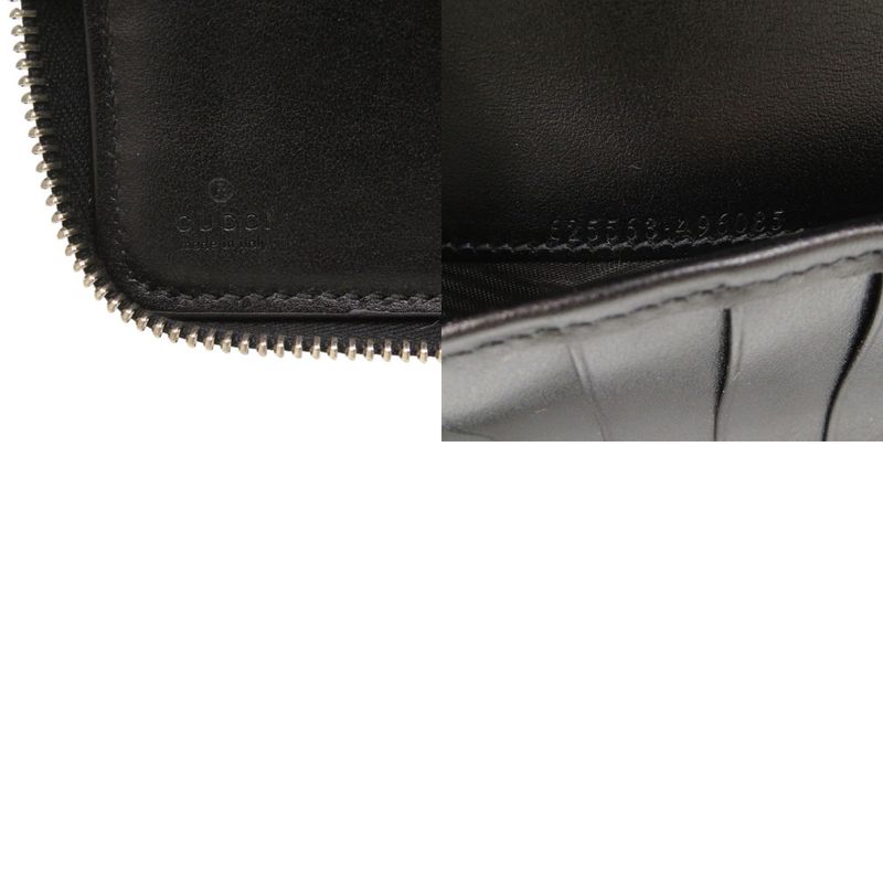 Gucci Zip Around Organizer GG Embossed Leather Black Long Wallet