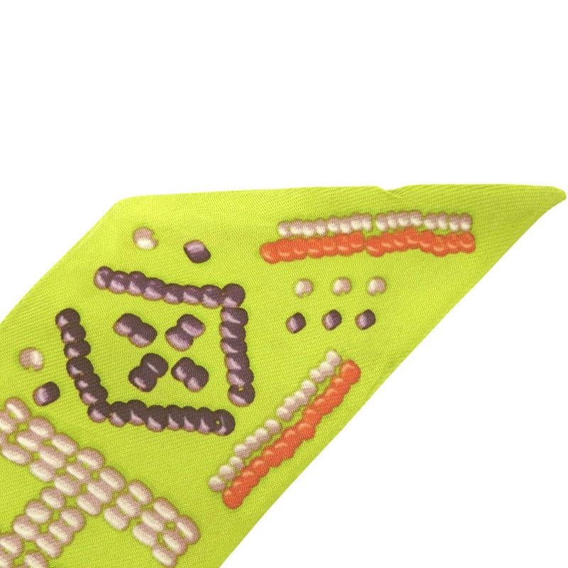 Hermes Twilly Kelly en Perles Logo Silk Yellow Purple Orange Scarf
