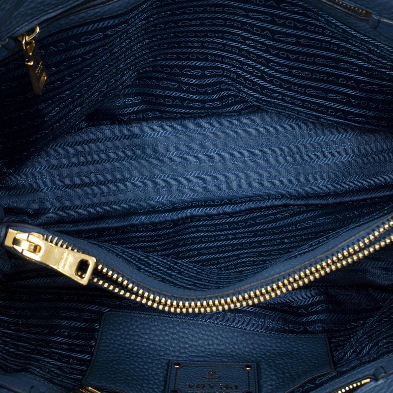 Prada Classic Shopping Tote Blue Vitello Daino