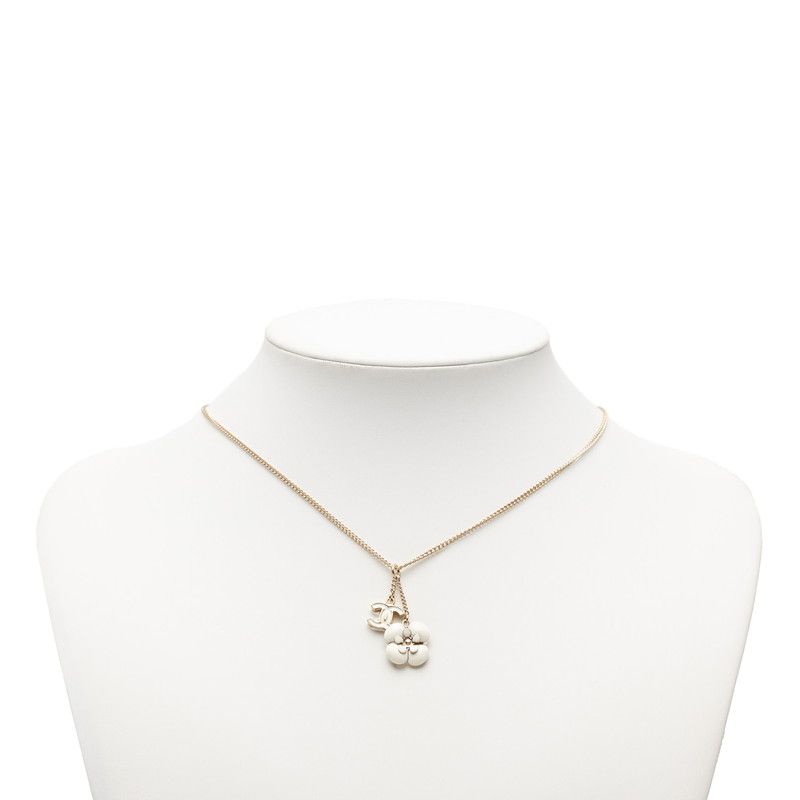 Chanel CC Logo Camellia Gold White Plated