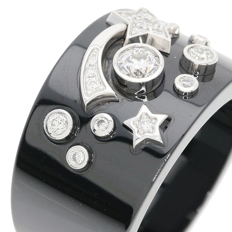 Chanel Cosmic de Comet Diamond Ceramic 52 Ring 18K White Gold