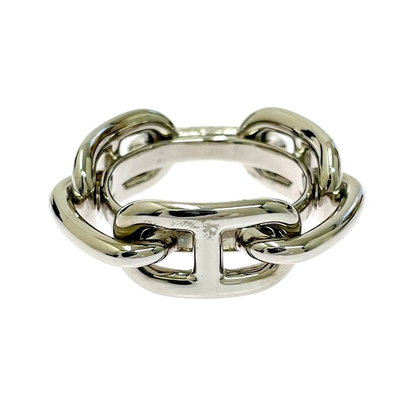 Hermes Metal Chaine D'ancre Scarf Ring Silver | The Reluxe