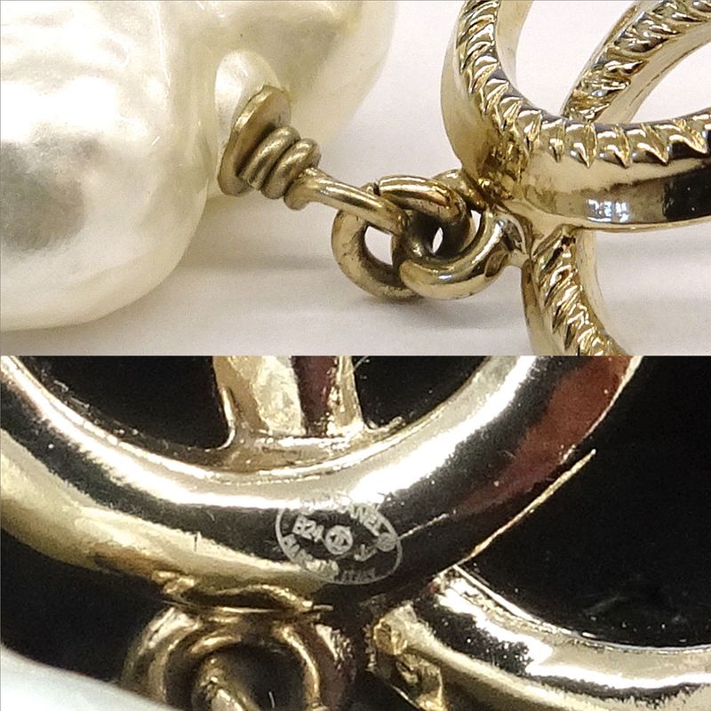 Chanel Earrings Swing CC Logo Pearl
