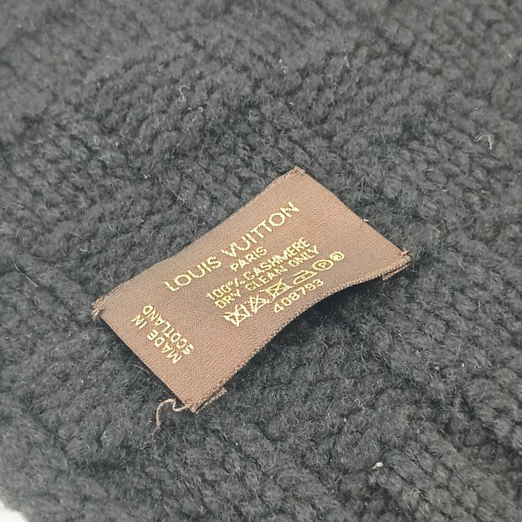 Louis Vuitton Scarf Echarpe Helsinki Black Cashmere Leather Scarf