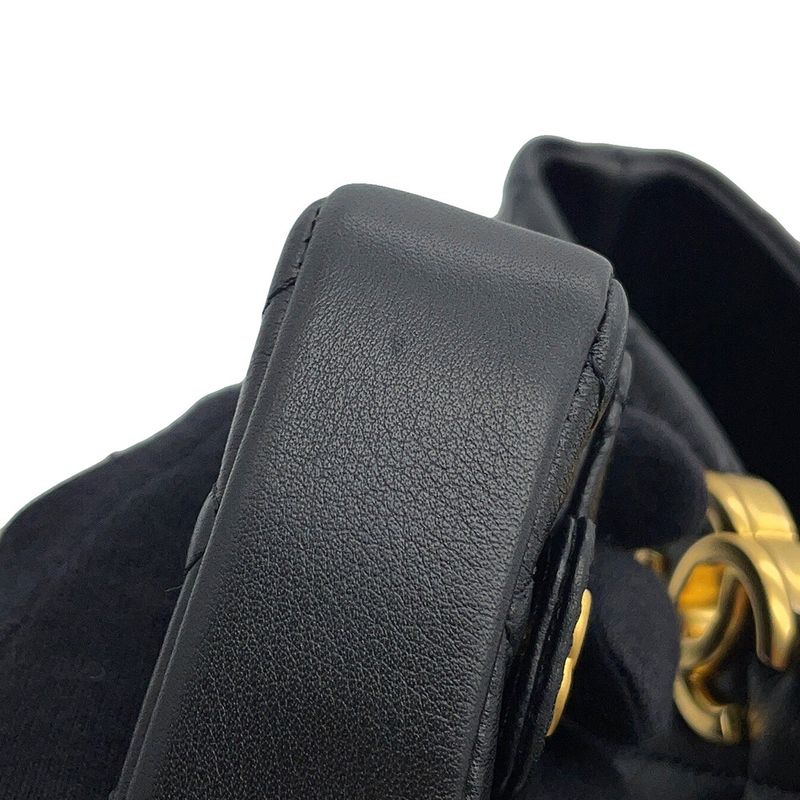 Chanel Chain Shoulder Bag Bucket CC Logo Quilted Lambskin