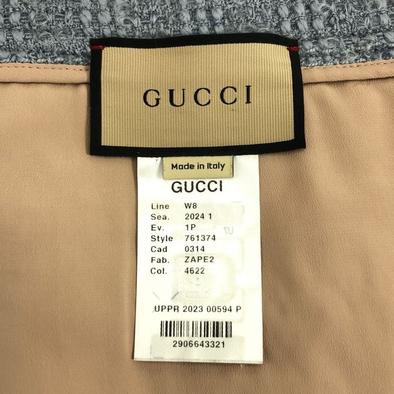 Gucci Loop Tweed Mini Skirt 8 Light Blue