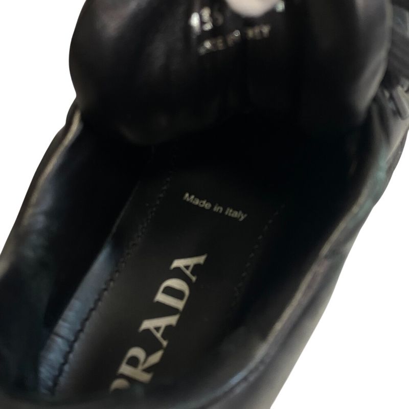 Prada Triangle Logo Triangle Lace Up Thick Sole Downtown Sneakers