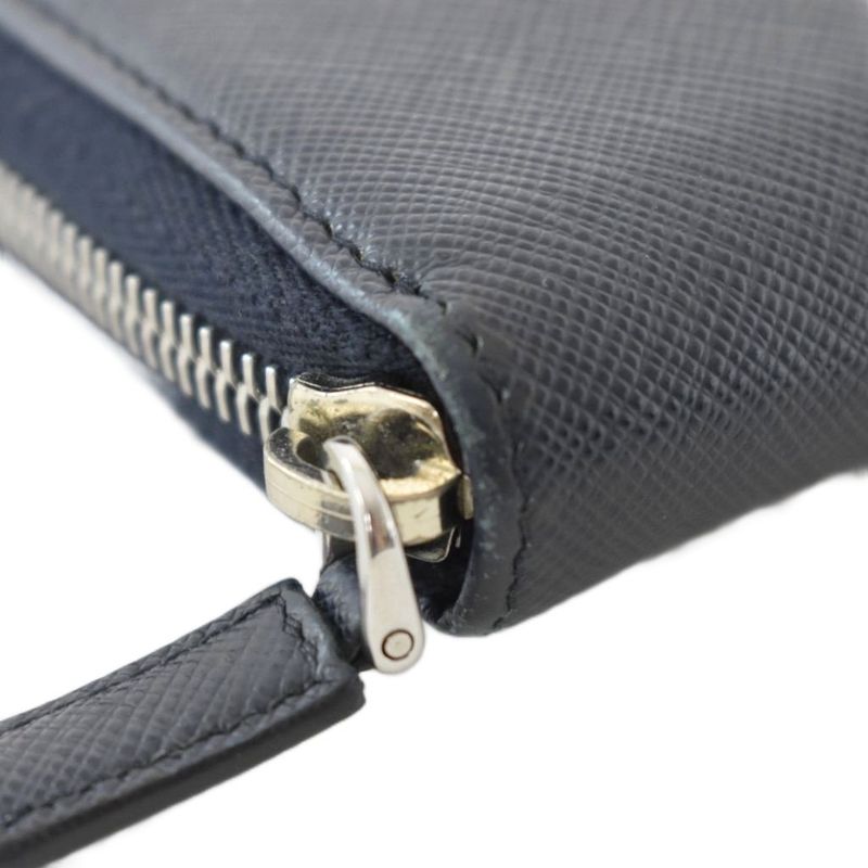 Prada Racing Car Patch Wallet Leather Navy