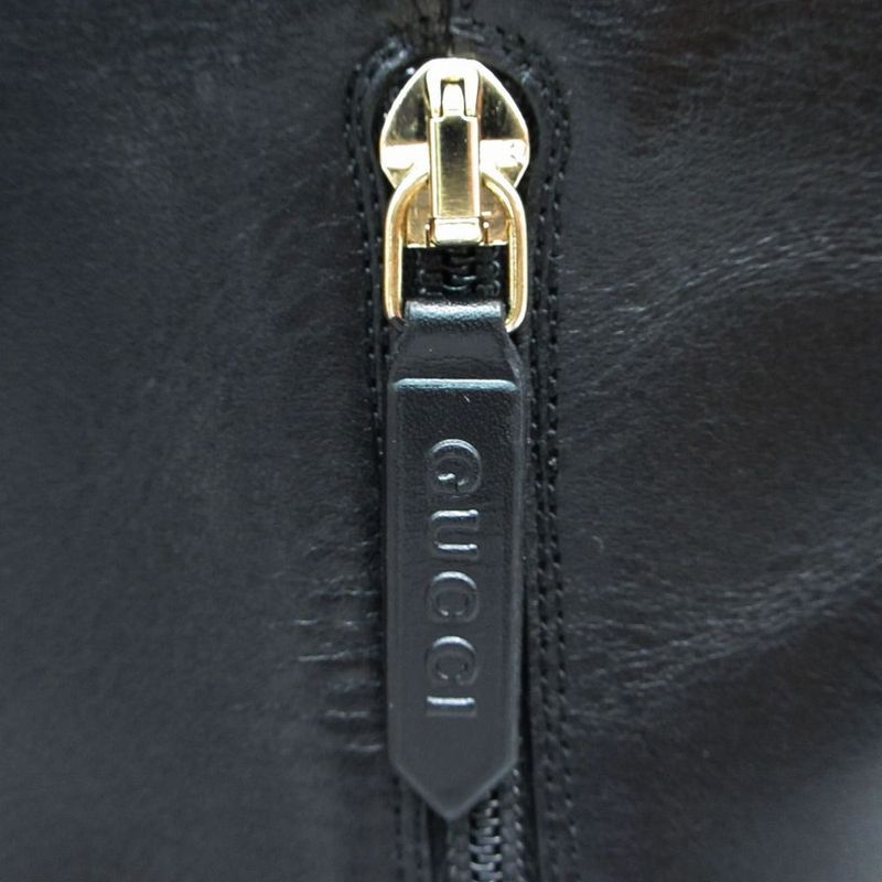 Gucci Long Boots Pointed Toe Gold Chain Logo Low Heel 35.5