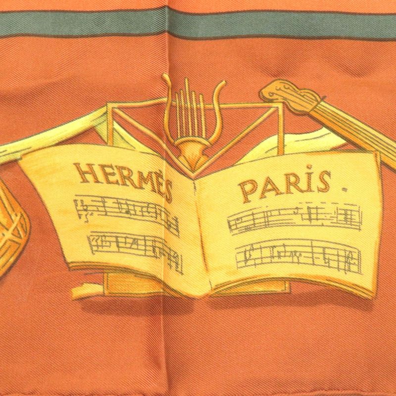Hermes Carre 90 la Dance Silk Brown Scarf