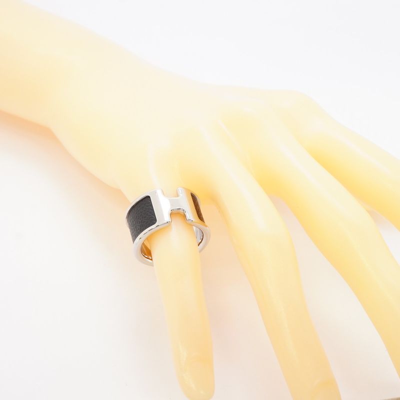 Hermes Ring Olympe GM Metal Silver Black