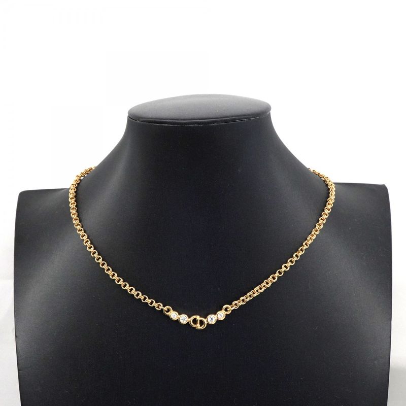 Dior Necklace CD Logo Gold Plated Rhinestone