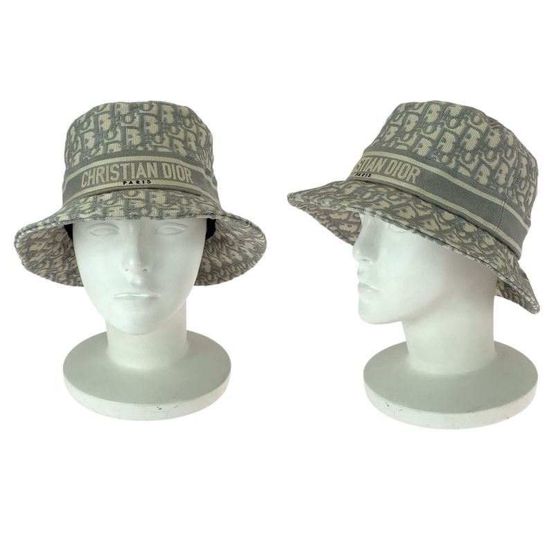 Dior Vintage Trotter Oblique White Cotton Hat Bucket Hat