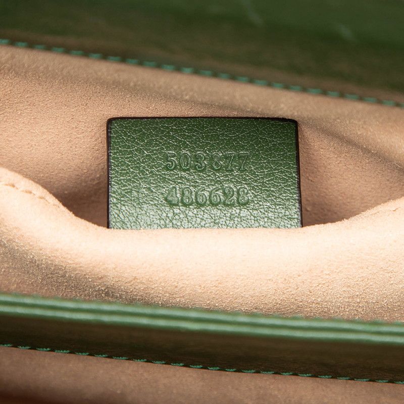 Gucci Ophidia Chain Shoulder Bag Brown Green Leather