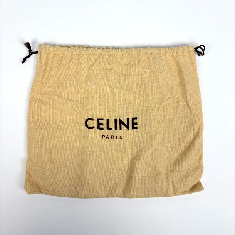 Celine Blason Chain Shoulder Bag Logo Crossbody Leather White