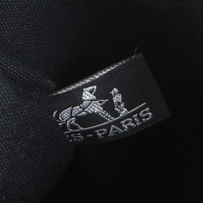 Hermes Troca Horizontal MM Leather Canvas Tote Shoulder Commuting Black