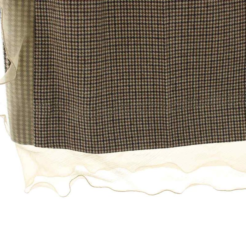 Fendi Tight Skirt Mini Length All Over Pattern Frill Wool 38 Beige