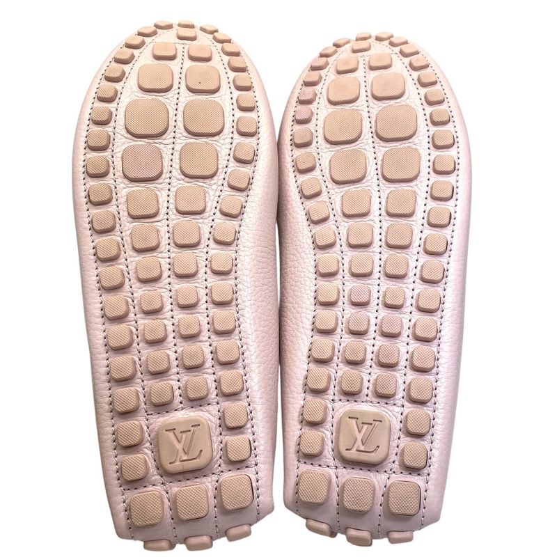 Louis Vuitton Driving Shoes Loafers Deck Shoes Leather Pink White