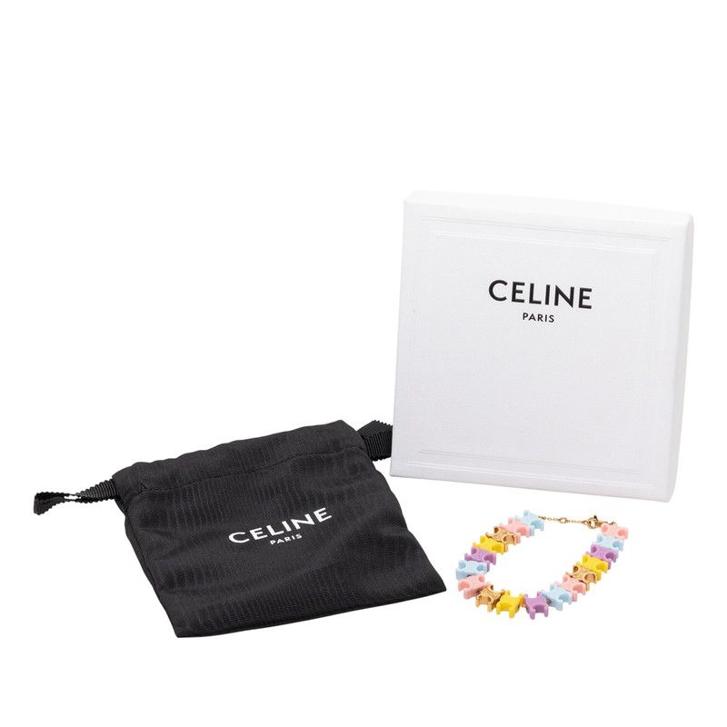 Celine Triomphe Baby Bracelet Multicolor Gold Plastic Plated