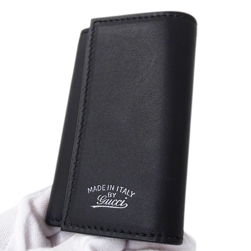 Gucci Key Case 6 Key Case Leather Black Compact Small