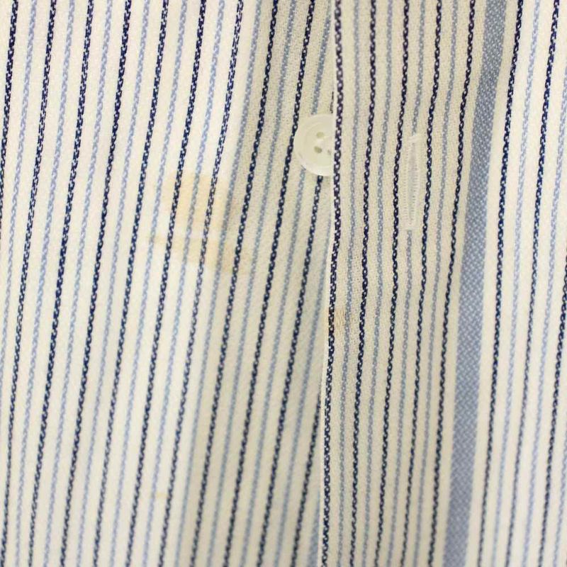 Loewe Poplin Casual Shirt Long Sleeve Hooded Striped Pattern 39 White Blue BB