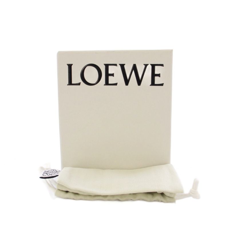Loewe Pebble Coin Card Holder Coin Purse Grain Calf Leather Dark Brown