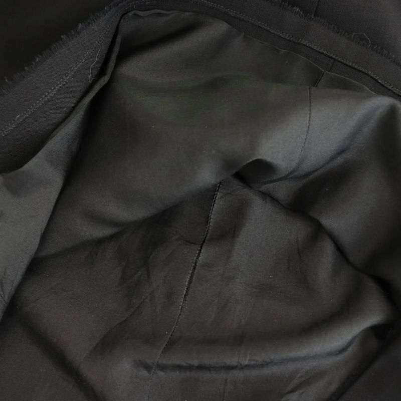 Chanel Logo Button Skirt Knee Length Trapezoid Wool 34 Black