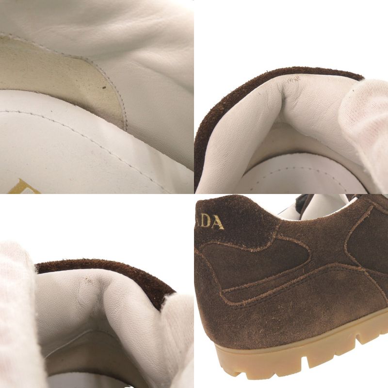 Prada Triangle Logo 7.5 Suede Brown Sneakers
