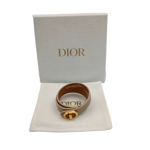 Dior Bracelet 30 Montaigne Beige Leather Gold Double