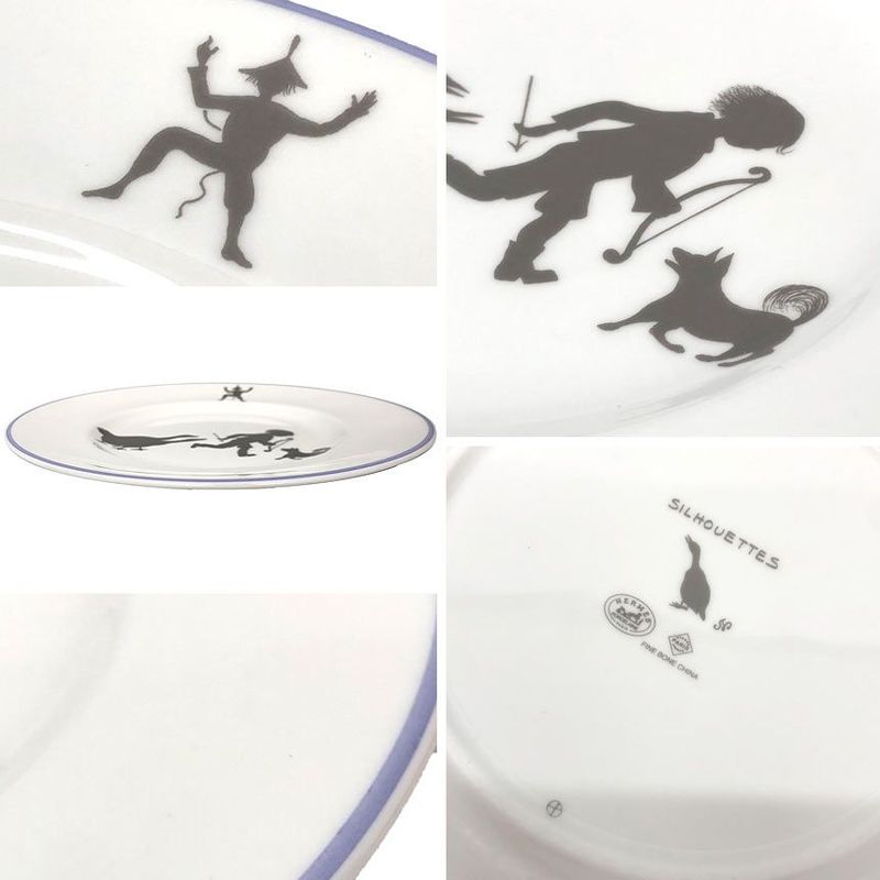 Hermes Silhouettes Silhouette Dessert Plate Boy Dog Duck