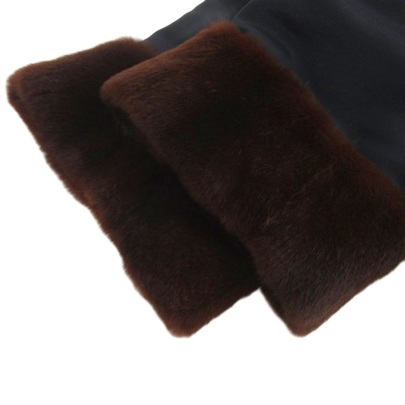Loewe Coat Lining Weasel Stand Collar 42 Brown Navy