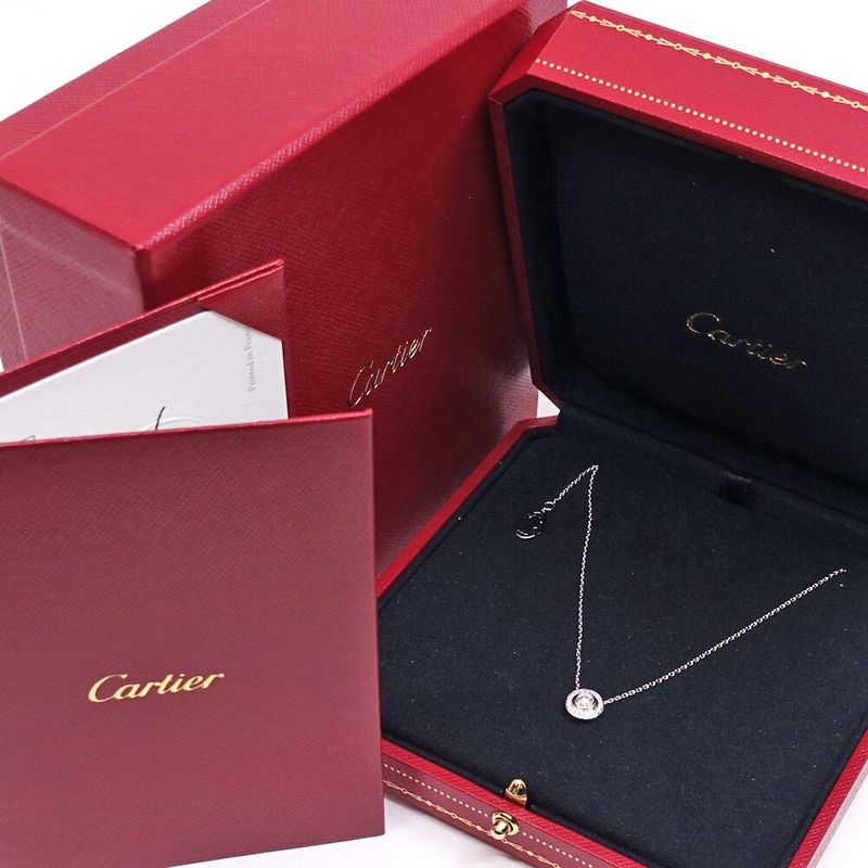 Cartier 18K White Gold Damier Diamond Necklace