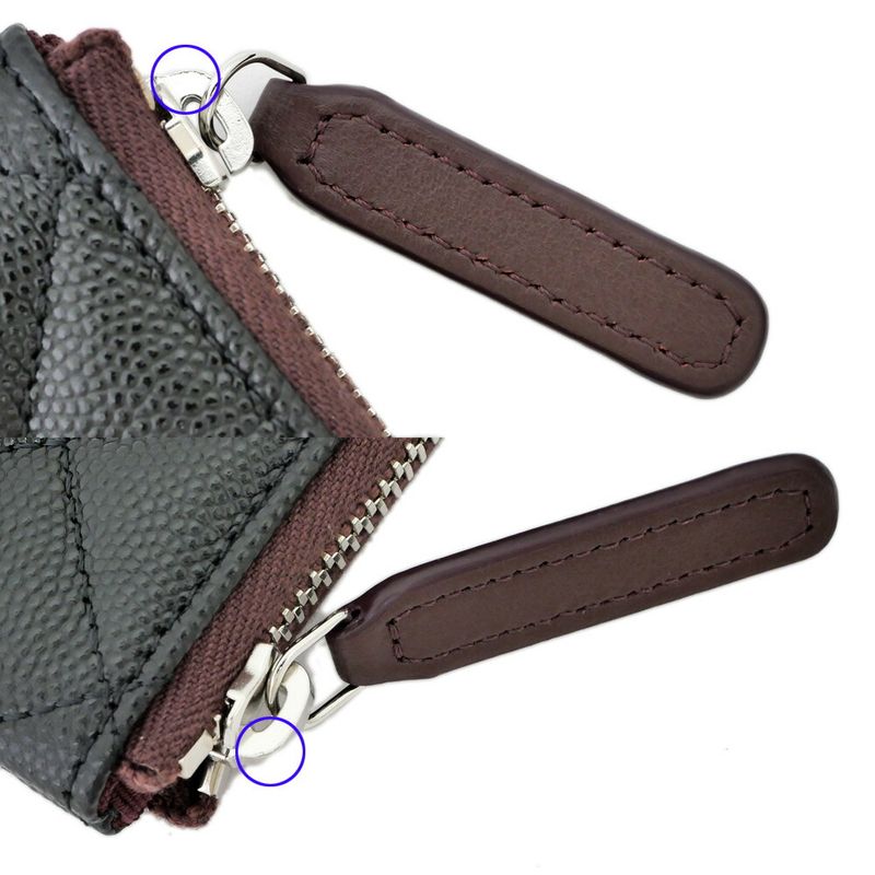 Chanel Classic Small Zip Pouch Black Silver