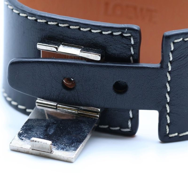 Loewe Anagram Leather Bracelet Black