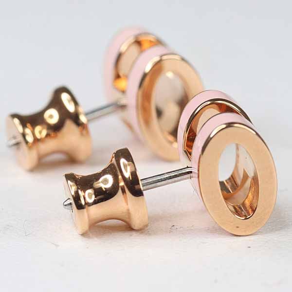 Hermes Earrings Mini Pop H: Pop Lacquer Metal Rose Dragee Golden