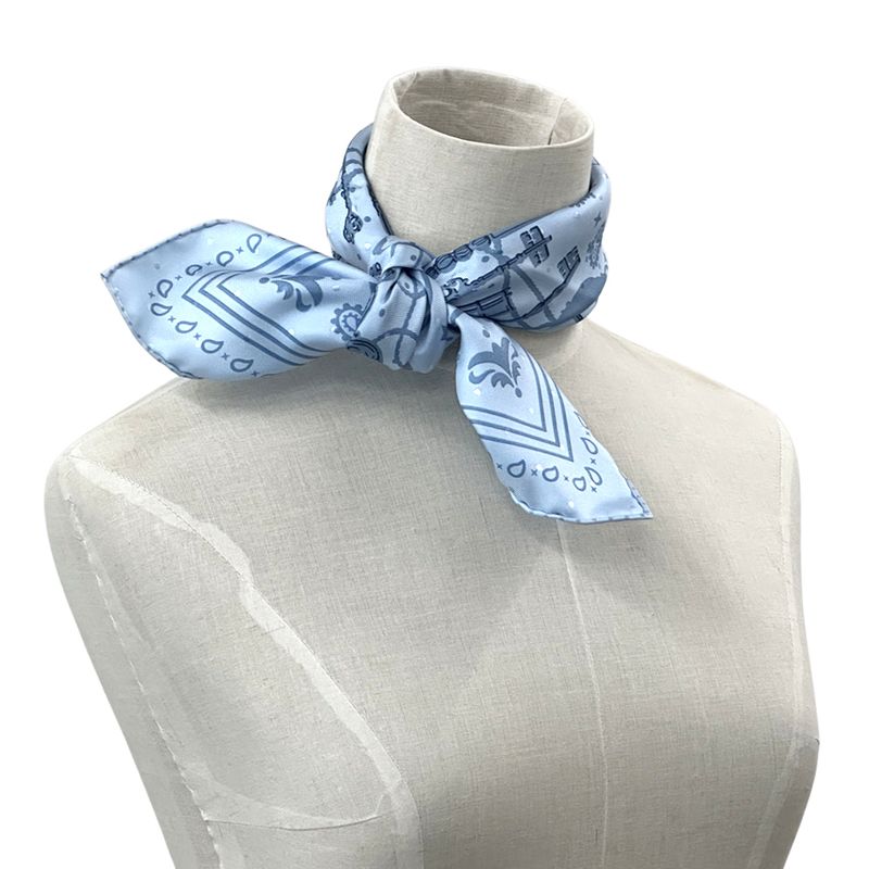 Hermes Scarf Carre 55 les Cles Key Silk Blue Light Elegant