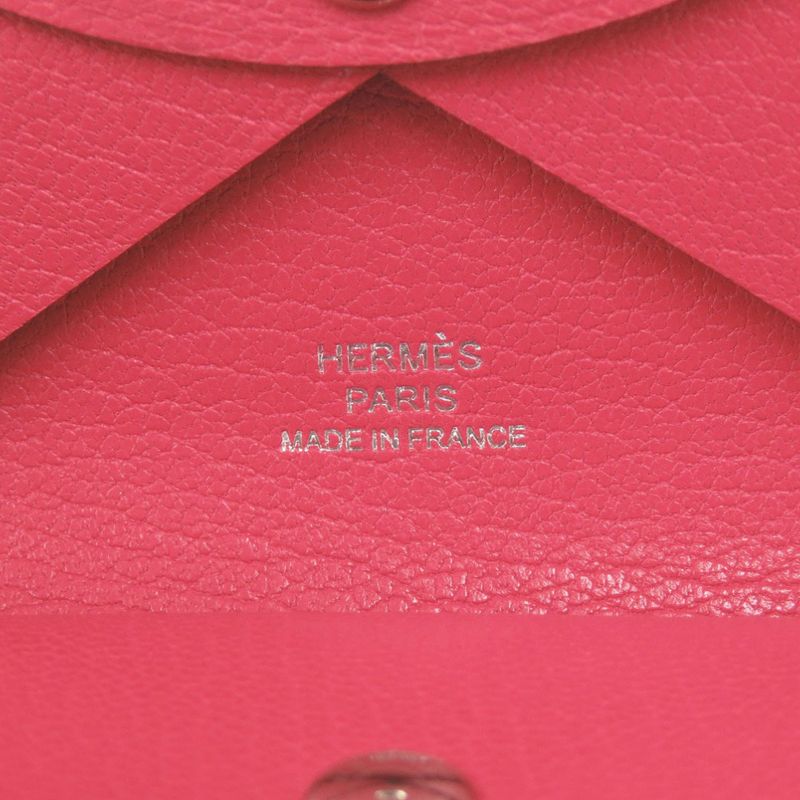 Hermes Calvi Duo Chevre Misor Rose Silver Coin