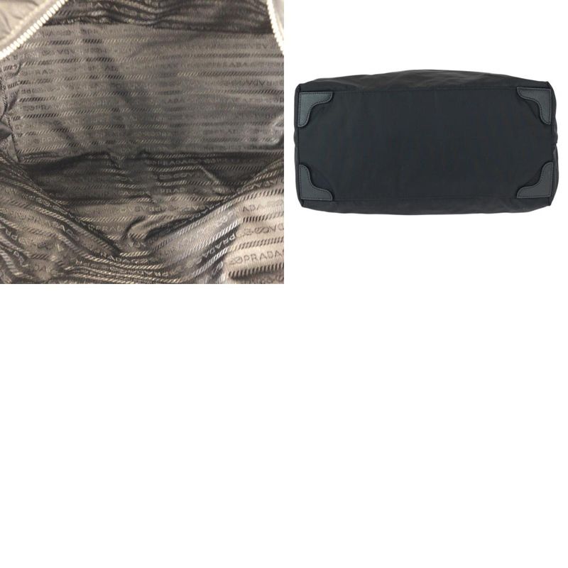 Prada Tessuto Saffiano Black Silver Nylon Tote