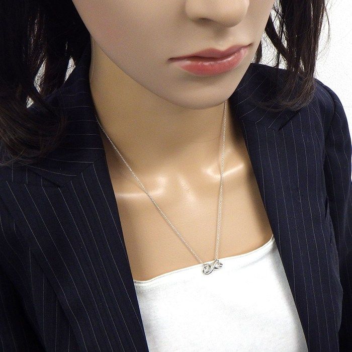 Tiffany & Co. Necklace Double Loving Heart Diamond 18K White Gold